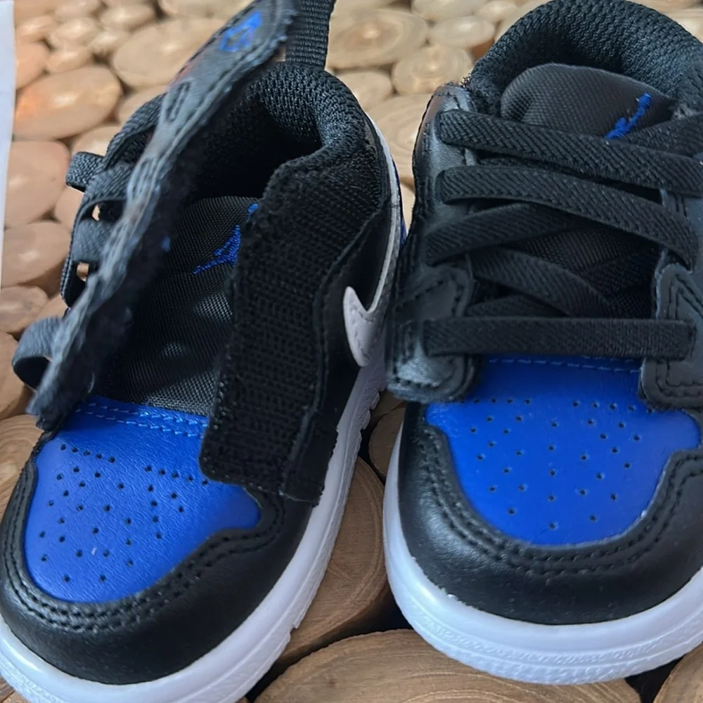 Nike Kids Black and Blue Sneaker with White Swoosh